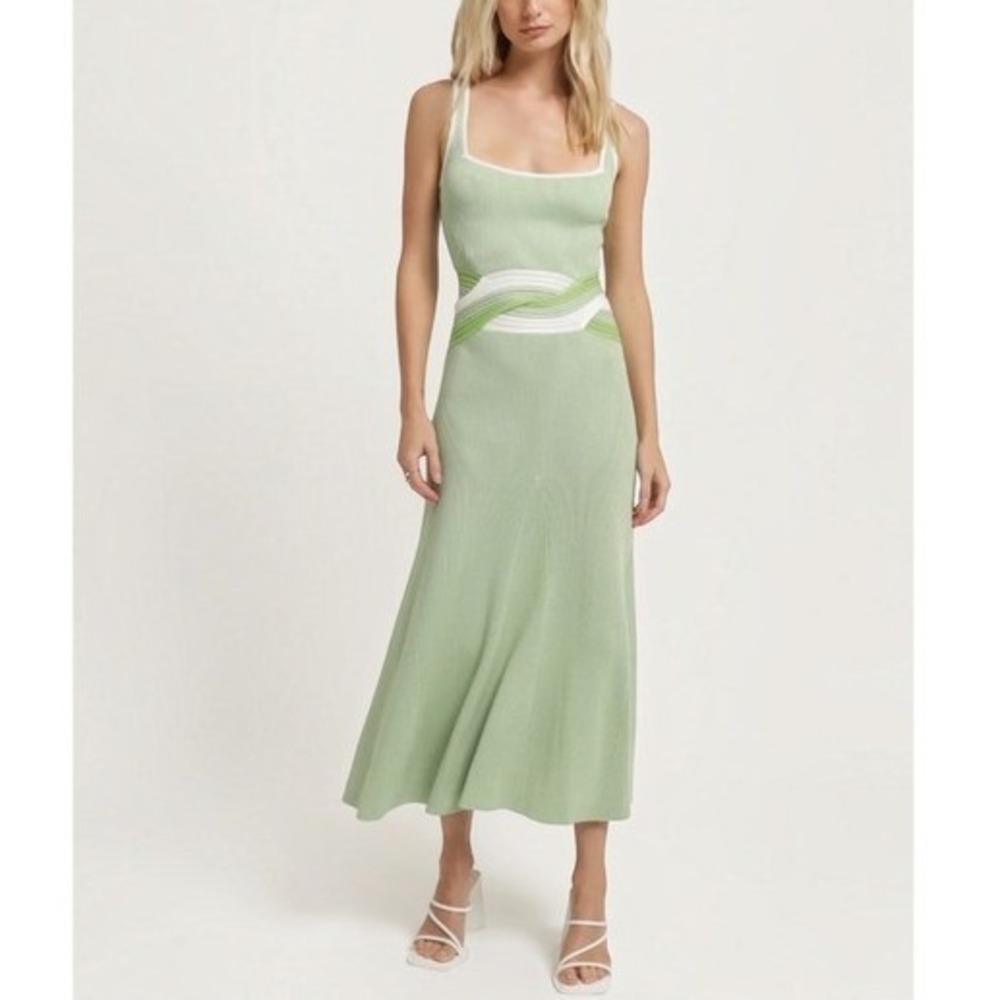 SOVERE Drift Knit Midi Dress Mint Green